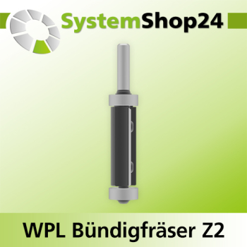 Systemshop24 Wendeplatten-Bündigfräser mit zwei Kugellagern Z2 D19mm (3/4") AL50mm GL103mm S8mm RL