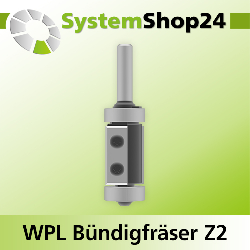 Systemshop24 Wendeplatten-Bündigfräser mit zwei Kugellagern Z2 D21mm AL30mm GL83mm S8mm RL