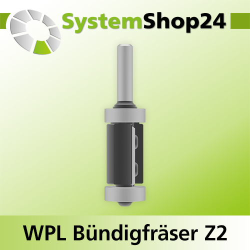 Systemshop24 Wendeplatten-Bündigfräser mit zwei Kugellagern Z2 D21mm AL30mm GL83mm S8mm RL