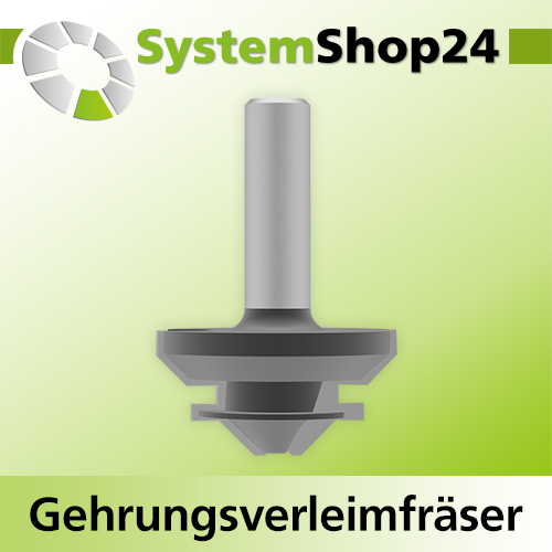 Systemshop24 Gehrungsverleimfräser für 90° Winkel mit Achswinkel HM Z2 D44,5mm (1 3/4") AL23mm 45° GL65mm S12mm RL