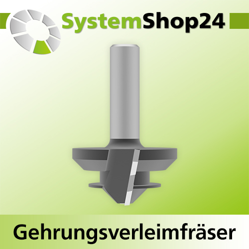 Systemshop24 Gehrungsverleimfräser für 90° Winkel mit Achswinkel HM Z2 D44,5mm (1 3/4") AL23mm 45° GL65mm S12mm RL