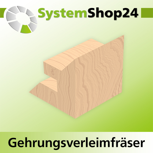 Systemshop24 Gehrungsverleimfräser für 90° Winkel mit Achswinkel HM Z2 D44,5mm (1 3/4") AL23mm 45° GL65mm S12mm RL