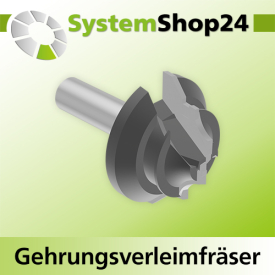 Systemshop24 Gehrungsverleimfräser für 90° Winkel mit Achswinkel HM Z2 D44,5mm (1 3/4") AL23mm 45° GL65mm S12mm RL