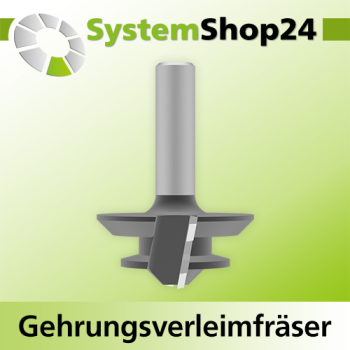 Systemshop24 Gehrungsverleimfräser für 90° Winkel mit Achswinkel HM Z2 D50,8mm (2") AL22,2mm (7/8") 45° GL68,3mm S12mm RL