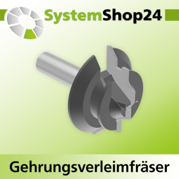 Systemshop24 Gehrungsverleimfräser für 90° Winkel mit Achswinkel HM Z2 D50,8mm (2") AL22,2mm (7/8") 45° GL68,3mm S12mm RL
