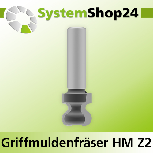 Systemshop24 Griffmuldenfräser HM Z2 D19mm (3/4") AL20,6mm R1 4,8mm R2 2,7mm GL62mm S12mm RL