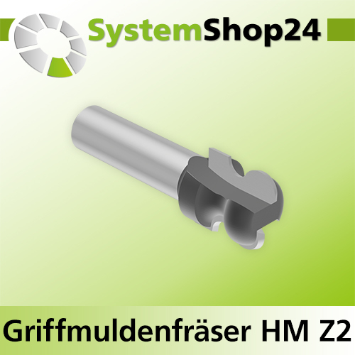 Systemshop24 Griffmuldenfräser HM Z2 D19mm (3/4") AL20,6mm R1 4,8mm R2 2,7mm GL62mm S12mm RL