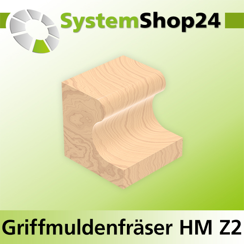 Systemshop24 Griffmuldenfräser HM Z2 D19mm (3/4") AL20,6mm R1 4,8mm R2 2,7mm GL62mm S12mm RL