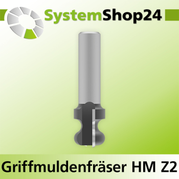 Systemshop24 Griffmuldenfräser HM Z2 D19mm (3/4") AL20,6mm R1 4,8mm R2 2,7mm GL62mm S12mm RL