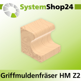 Systemshop24 Griffmuldenfräser HM Z2 D19mm (3/4") AL20,6mm R1 4,8mm R2 2,7mm GL62mm S12mm RL