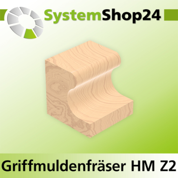 Systemshop24 Griffmuldenfräser HM Z2 D44,5mm (1 3/4") AL25mm R1 8mm R2 2mm GL70mm S12mm RL
