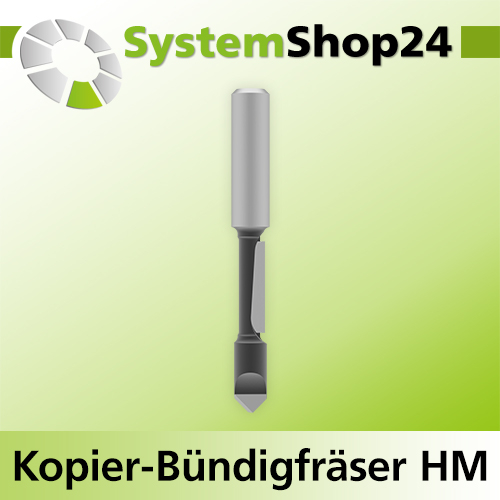 Systemshop24 Kopier-Bündigfräser mit Führung HM Z1+1 D6,4mm (1/4") AL19mm (3/4") GL67mm S8mm RL