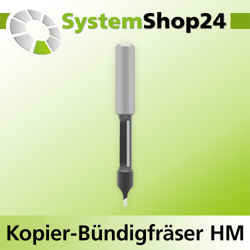 Systemshop24 Kopier-Bündigfräser mit Führung HM Z1+1 D6,4mm (1/4") AL19mm (3/4") GL67mm S8mm RL