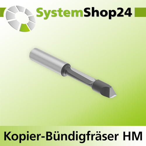 Systemshop24 Kopier-Bündigfräser mit Führung HM Z1+1 D6,4mm (1/4") AL19mm (3/4") GL67mm S8mm RL
