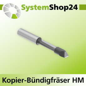 Systemshop24 Kopier-Bündigfräser mit Führung HM Z1+1 D6,4mm (1/4") AL19mm (3/4") GL67mm S8mm RL