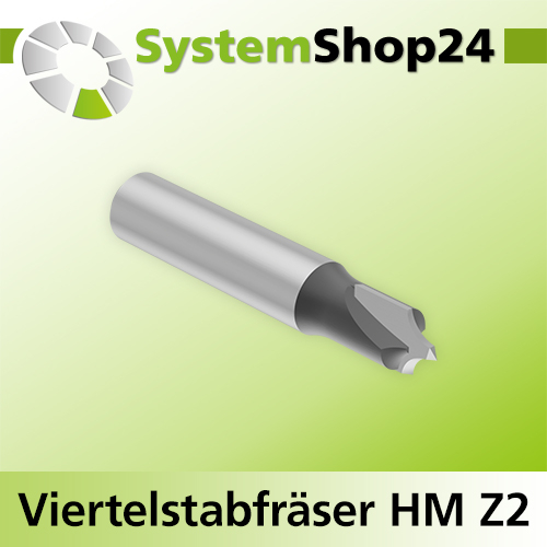 Systemshop24 Viertelstabfräser HM Z2 D8mm D1 2mm AL10mm R3mm GL44mm S8mm RL