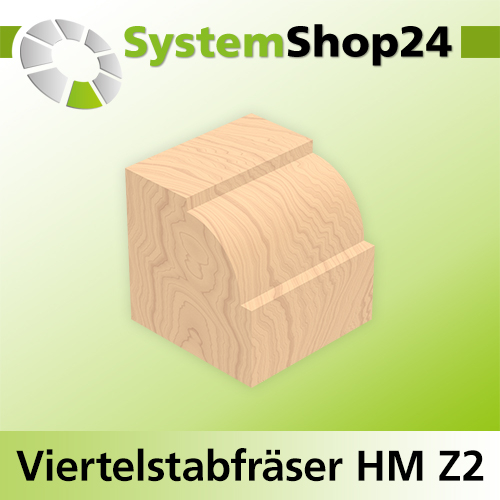 Systemshop24 Viertelstabfräser HM Z2 D8mm D1 2mm AL10mm R3mm GL44mm S8mm RL