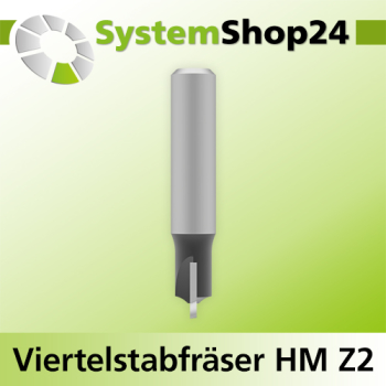 Systemshop24 Viertelstabfräser HM Z2 D8mm D1 2mm AL10mm R3mm GL44mm S8mm RL