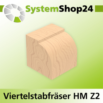 Systemshop24 Viertelstabfräser HM Z2 D8mm D1 2mm AL10mm R3mm GL44mm S8mm RL