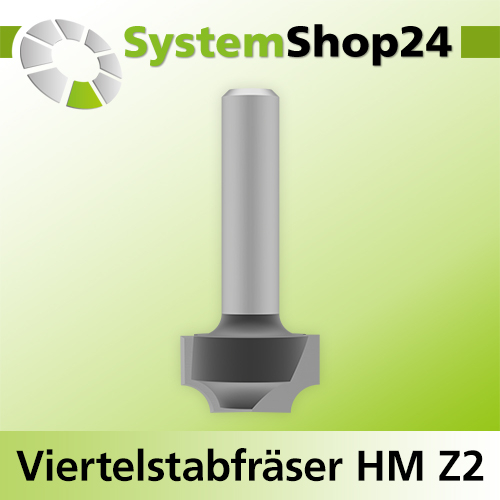 Systemshop24 Viertelstabfräser mit Achswinkel HM Z2 D19mm (3/4") D1 11mm AL11mm R4mm GL45mm S8mm RL