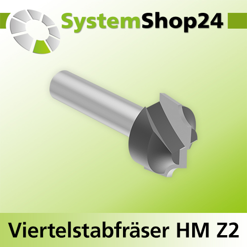 Systemshop24 Viertelstabfräser mit Achswinkel HM Z2 D19mm (3/4") D1 11mm AL11mm R4mm GL45mm S8mm RL