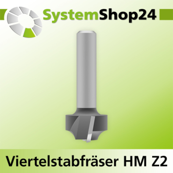 Systemshop24 Viertelstabfräser mit Achswinkel HM Z2 D19mm (3/4") D1 11mm AL11mm R4mm GL45mm S8mm RL