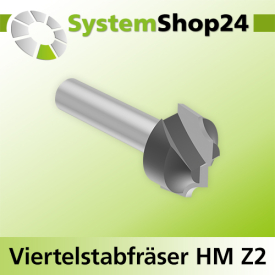 Systemshop24 Viertelstabfräser mit Achswinkel HM Z2 D19mm (3/4") D1 11mm AL11mm R4mm GL45mm S8mm RL