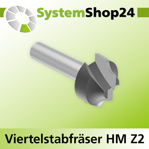 Systemshop24 Viertelstabfräser mit Achswinkel HM Z2 D21mm D1 11mm AL12mm R5mm GL46mm S8mm RL
