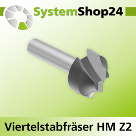 Systemshop24 Viertelstabfräser mit Achswinkel HM Z2 D21mm D1 11mm AL12mm R5mm GL46mm S8mm RL