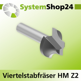 Systemshop24 Viertelstabfräser mit Achswinkel HM Z2 D23mm D1 11mm AL13mm AL1 9,5mm (3/8") R6mm GL47mm S8mm RL