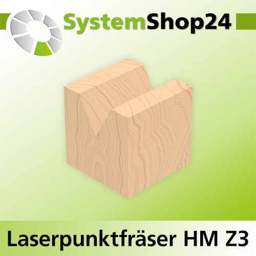 Systemshop24 Laserpunktfräser / Schriftenfräser mit Achswinkel HM Z3 D15mm AL13mm 60° GL62mm S8mm RL