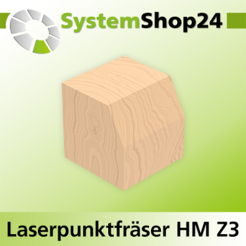 Systemshop24 Laserpunktfräser / Schriftenfräser mit Achswinkel HM Z3 D15mm AL13mm 60° GL62mm S8mm RL