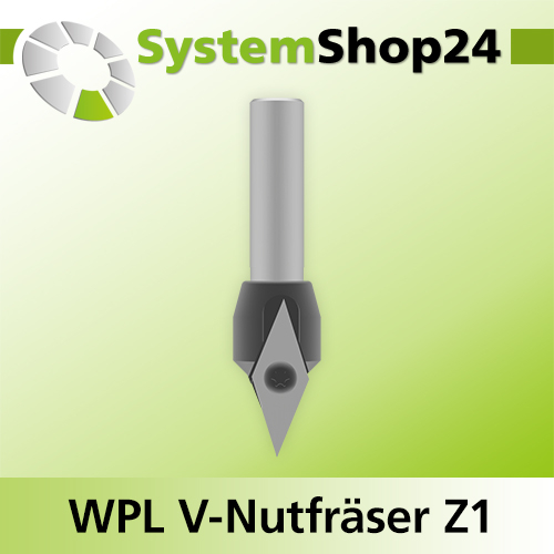 Systemshop24 Wendeplatten-V-Nut- und Schriftenfräser Z1 D14,3mm AL17,5mm 22,5° GL79mm S12mm RL
