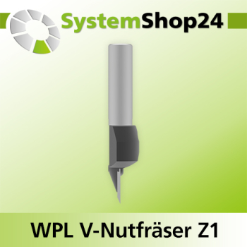 Systemshop24 Wendeplatten-V-Nut- und Schriftenfräser Z1 D14,3mm AL17,5mm 22,5° GL79mm S12mm RL