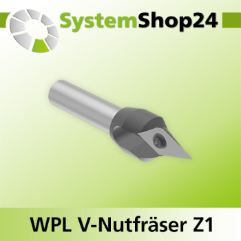 Systemshop24 Wendeplatten-V-Nut- und Schriftenfräser Z1 D14,3mm AL17,5mm 22,5° GL79mm S12mm RL
