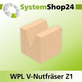 Systemshop24 Wendeplatten-V-Nut- und Schriftenfräser Z1 D14,3mm AL17,5mm 22,5° GL79mm S12mm RL