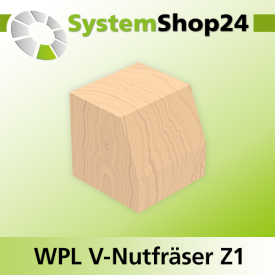 Systemshop24 Wendeplatten-V-Nut- und Schriftenfräser Z1 D14,3mm AL17,5mm 22,5° GL79mm S12mm RL