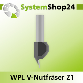 Systemshop24 Wendeplatten-V-Nut- und Schriftenfräser mit Achswinkel Z1 D25mm AL22mm 30° GL79mm S12mm RL