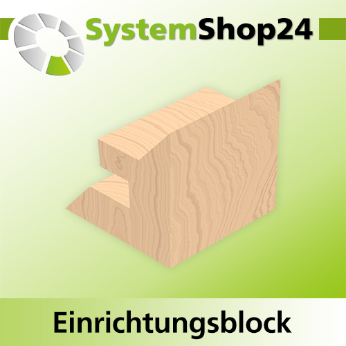 Systemshop24 Einrichtungsblock für Gehrungsverleimfräser für 90° Winkel mit Achswinkel HM Z2 D44,5mm (1 3/4") AL23mm 45° GL65mm S12mm RL