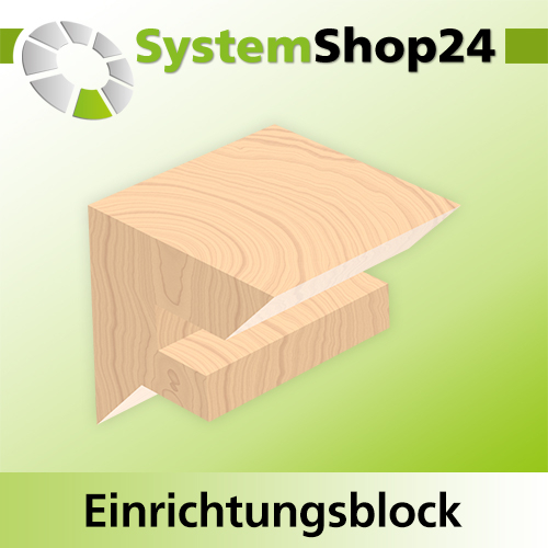 Systemshop24 Einrichtungsblock für Gehrungsverleimfräser für 90° Winkel mit Achswinkel HM Z2 D44,5mm (1 3/4") AL23mm 45° GL65mm S12mm RL
