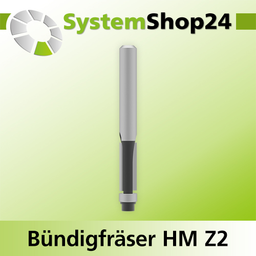 Systemshop24 Bündigfräser mit Kugellager HM Z2 D6,4mm (1/4") AL16mm GL58mm S6mm RL
