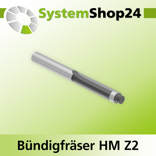 Systemshop24 Bündigfräser mit Kugellager HM Z2 D6,4mm (1/4") AL25,4mm (1") GL68mm S6,4mm (1/4") RL