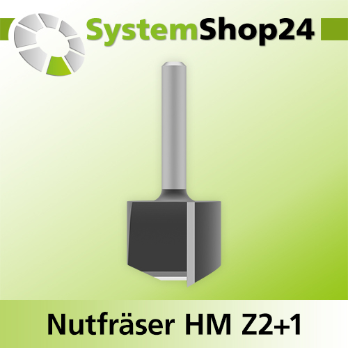 Systemshop24 Nutfräser HM Z2+1 D25mm AL20mm GL54mm (2 1/8") S6mm RL