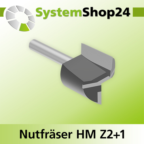 Systemshop24 Nutfräser HM Z2+1 D25mm AL20mm GL54mm (2 1/8") S6mm RL