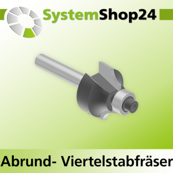 Systemshop24 Abrundfräser und Viertelstabfräser Kombination mit Achswinkel und Kugellager HM Z2 D22,7mm AL12,7mm (1/2") R5mm GL56mm S6mm RL
