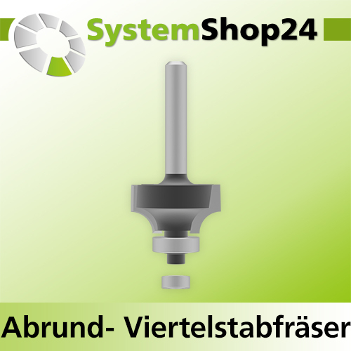 Systemshop24 Abrundfräser und Viertelstabfräser Kombination mit Achswinkel und Kugellager HM Z2 D24,7mm AL13,5mm R6mm GL57mm S6mm RL