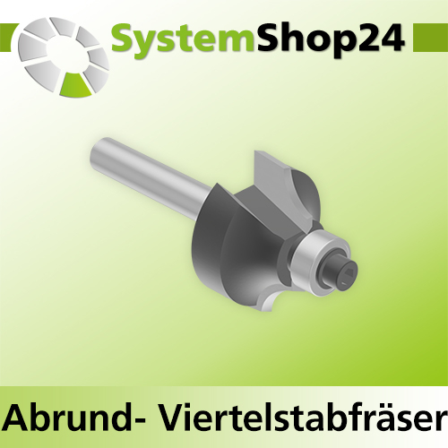 Systemshop24 Abrundfräser und Viertelstabfräser Kombination mit Achswinkel und Kugellager HM Z2 D24,7mm AL13,5mm R6mm GL57mm S6mm RL