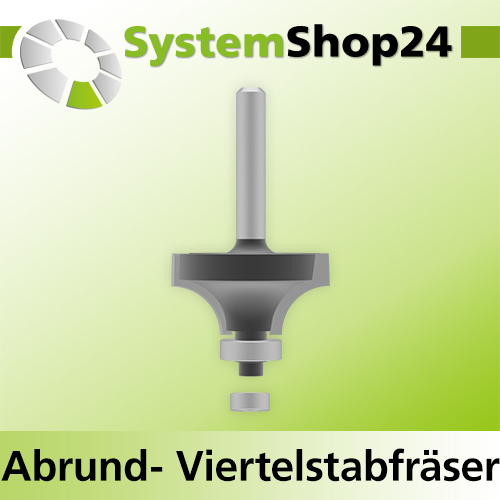 Systemshop24 Abrundfräser und Viertelstabfräser Kombination mit Achswinkel und Kugellager HM Z2 D32,7mm AL16,7mm R10mm GL60mm S6mm RL
