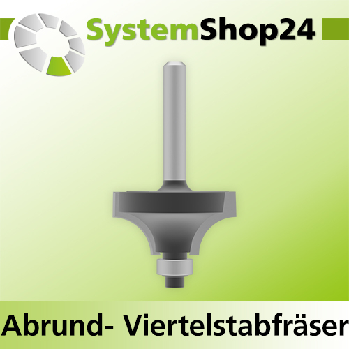 Systemshop24 Abrundfräser und Viertelstabfräser Kombination mit Achswinkel und Kugellager HM Z2 D32,7mm AL16,7mm R10mm GL60mm S6mm RL