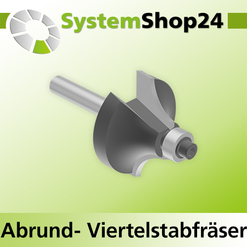 Systemshop24 Abrundfräser und Viertelstabfräser Kombination mit Achswinkel und Kugellager HM Z2 D32,7mm AL16,7mm R10mm GL60mm S6mm RL